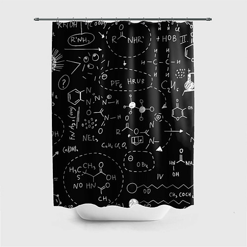 Шторка для ванной Химические формулы на чёрном / 3D-принт – фото 1