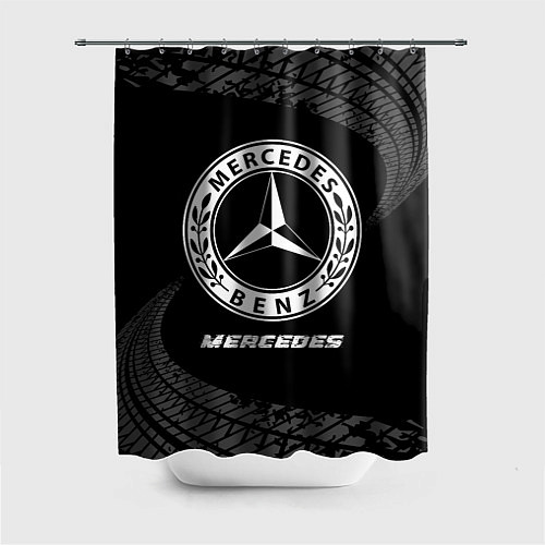 Шторка для ванной Mercedes speed на темном фоне со следами шин / 3D-принт – фото 1