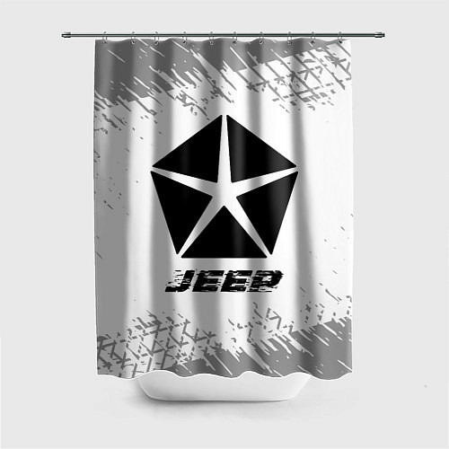 Шторка для ванной Jeep speed на светлом фоне со следами шин / 3D-принт – фото 1