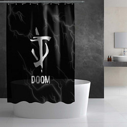 Шторка для душа Doom glitch на темном фоне, цвет: 3D-принт — фото 2