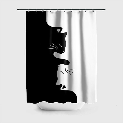 Шторка для ванной Котики Инь-Янь / 3D-принт – фото 1