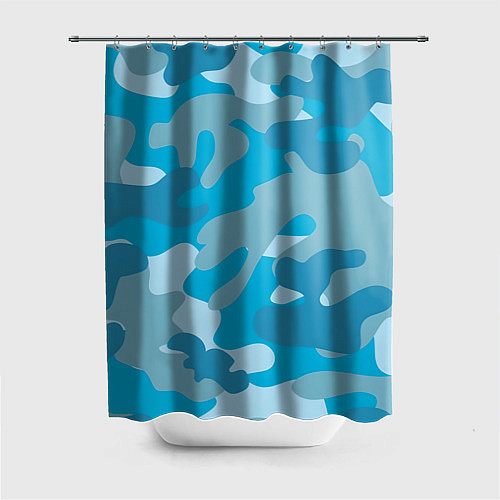Шторка для ванной Камуфляж военный синий / 3D-принт – фото 1