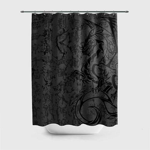 Шторка для ванной Black dragon - grunge / 3D-принт – фото 1