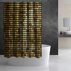 Шторка для душа Золотая мозаика, поверхность диско шара, цвет: 3D-принт — фото 2