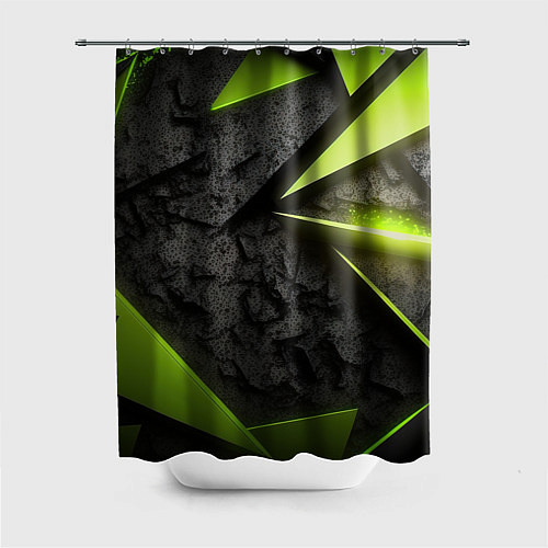 Шторка для ванной Зеленые абстрактные осколки / 3D-принт – фото 1