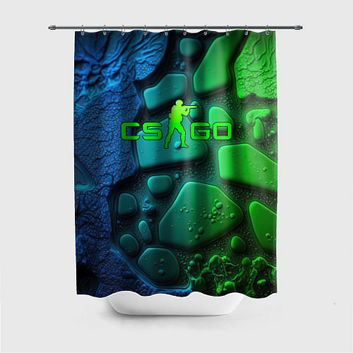Шторка для ванной CS GO green black abstract / 3D-принт – фото 1