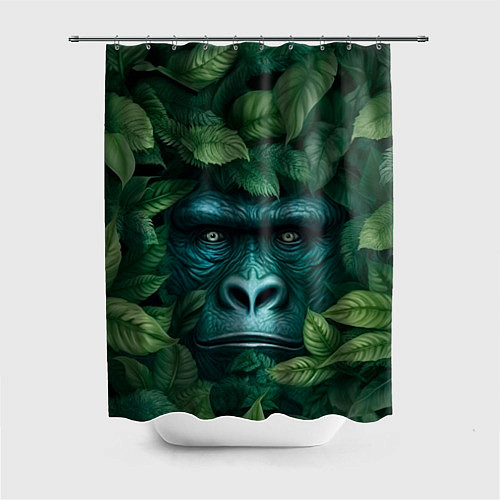 Шторка для ванной Горилла в кустах джунгли / 3D-принт – фото 1