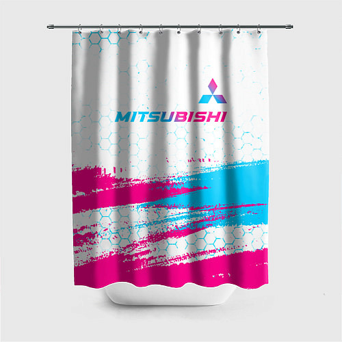 Шторка для ванной Mitsubishi neon gradient style: символ сверху / 3D-принт – фото 1