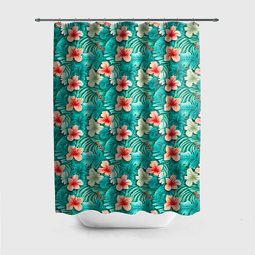 Шторка для ванной Летние цветочки паттерн / 3D-принт – фото 1