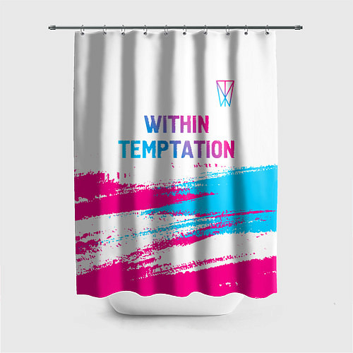 Шторка для ванной Within Temptation neon gradient style: символ свер / 3D-принт – фото 1