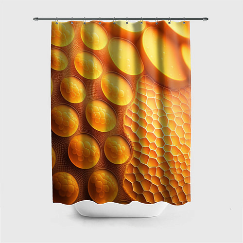Шторка для ванной Оранжевые круглые плиты / 3D-принт – фото 1
