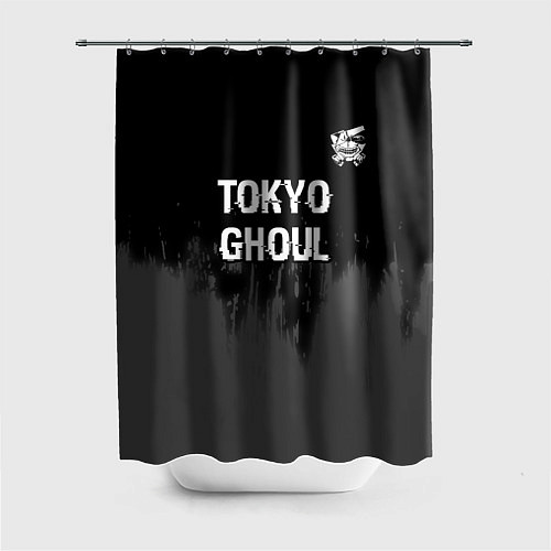 Шторка для ванной Tokyo Ghoul glitch на темном фоне: символ сверху / 3D-принт – фото 1