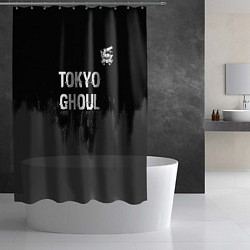 Шторка для душа Tokyo Ghoul glitch на темном фоне: символ сверху, цвет: 3D-принт — фото 2