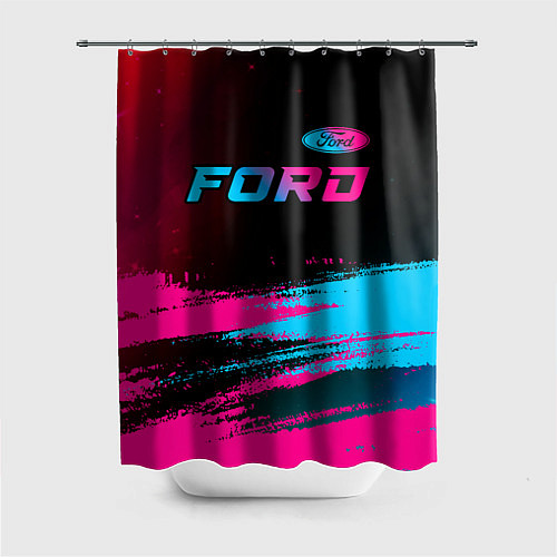 Шторка для ванной Ford - neon gradient: символ сверху / 3D-принт – фото 1