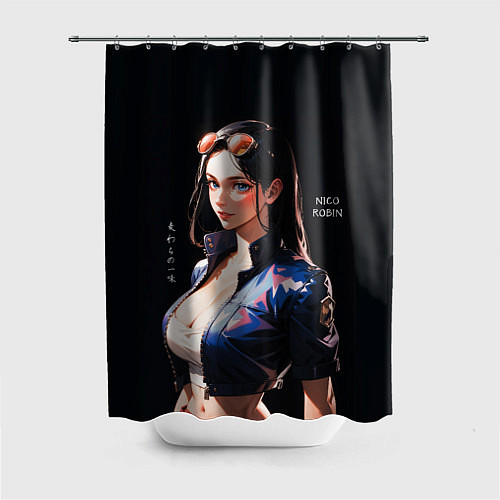 Шторка для ванной Нико Робин с очками - One Piece / 3D-принт – фото 1