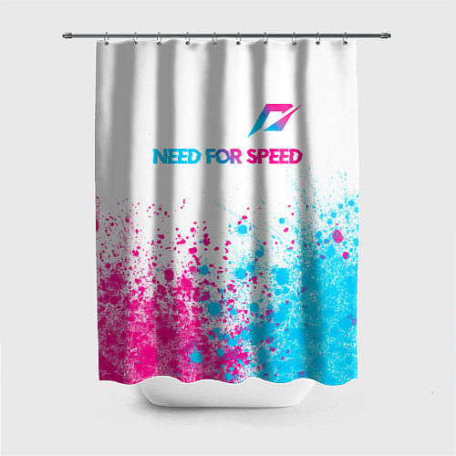 Шторка для ванной Need for Speed neon gradient style: символ сверху / 3D-принт – фото 1