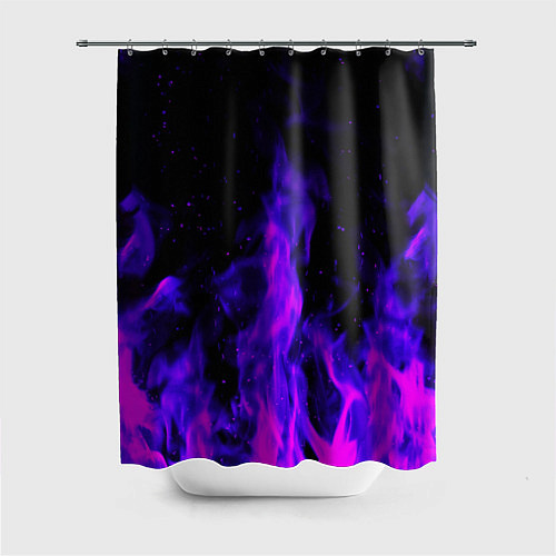 Шторка для ванной Неоновый огонь на черном фоне / 3D-принт – фото 1