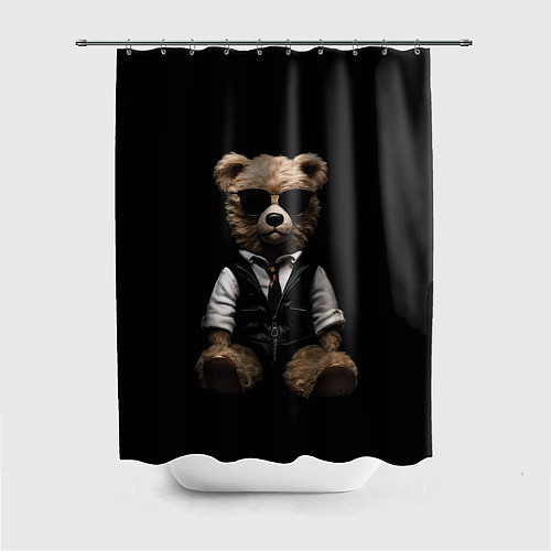 Шторка для ванной Плюшевый мишка в очках / 3D-принт – фото 1