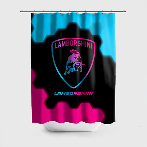 Шторка для ванной Lamborghini - neon gradient / 3D-принт – фото 1