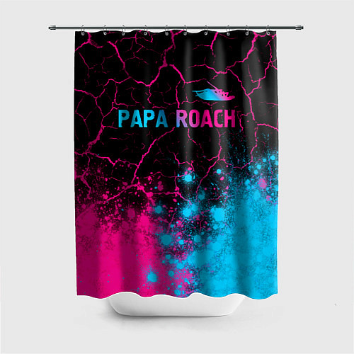 Шторка для ванной Papa Roach - neon gradient: символ сверху / 3D-принт – фото 1