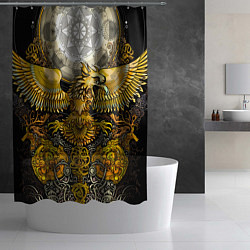 Шторка для душа Золотой орёл - славянский орнамент, цвет: 3D-принт — фото 2