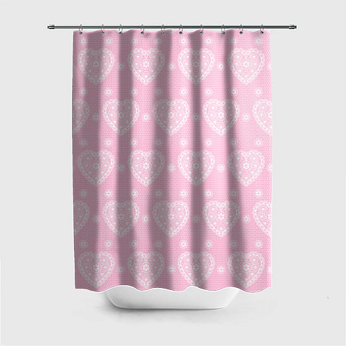 Шторка для ванной Розовое кружево сердечки / 3D-принт – фото 1