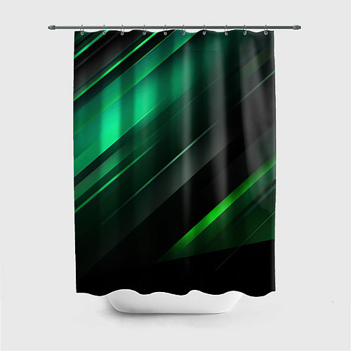 Шторка для ванной Black green abstract / 3D-принт – фото 1