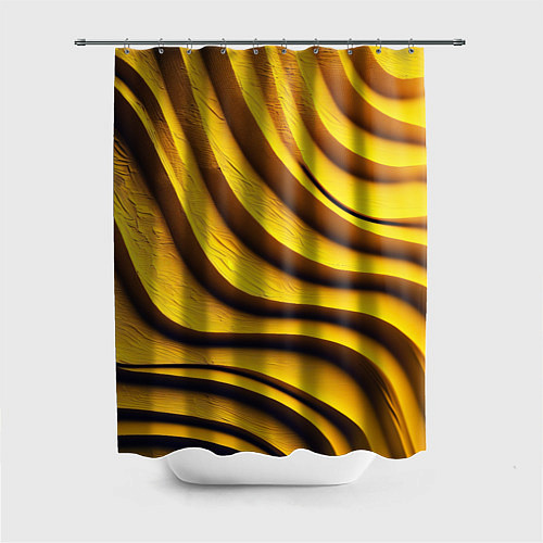 Шторка для ванной Желтые абстрактные полосы / 3D-принт – фото 1