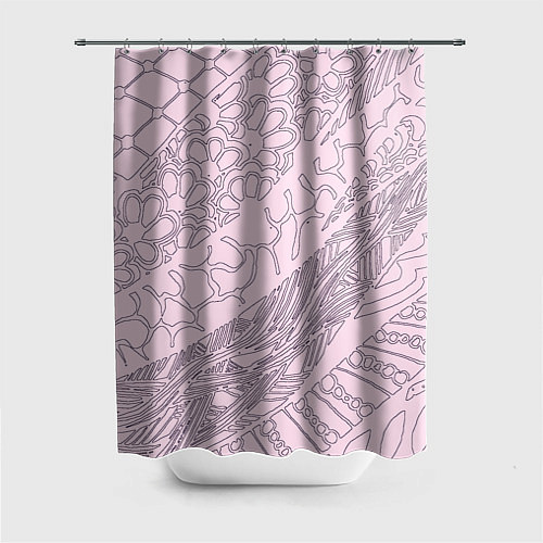 Шторка для ванной Цветочная абстракция розовый / 3D-принт – фото 1