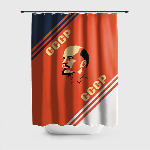 Шторка для ванной Ленин на красном фоне / 3D-принт – фото 1