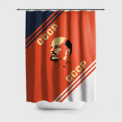 Шторка для душа Ленин на красном фоне, цвет: 3D-принт