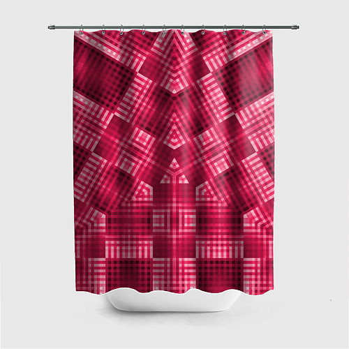 Шторка для ванной Геометрический узор арт-деко в красных тонах / 3D-принт – фото 1