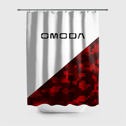 Шторка для ванной Omoda red white / 3D-принт – фото 1