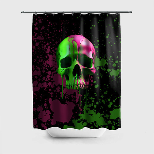 Шторка для ванной Кислотный череп в краске / 3D-принт – фото 1