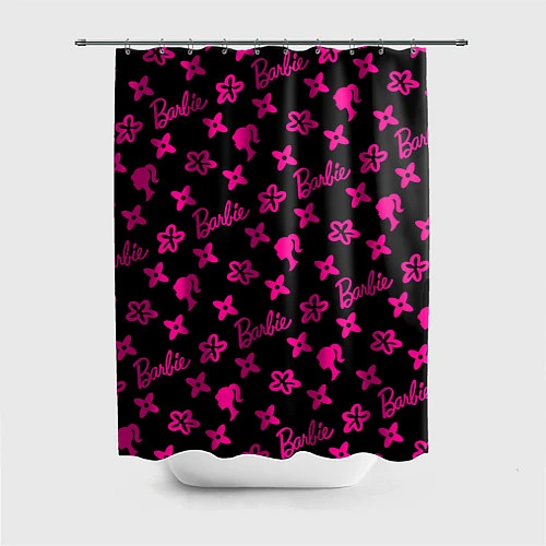 Шторка для ванной Барби паттерн черно-розовый за 2055 ₽ купить в магазине  ПлейПринт (10350046904084)