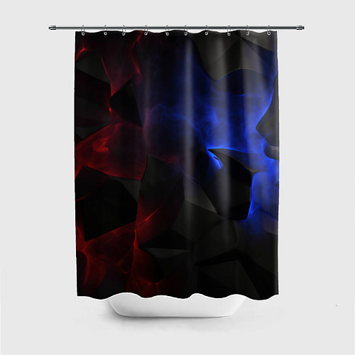 Шторка для ванной Синие черные красные плиты / 3D-принт – фото 1