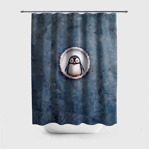 Шторка для ванной Маленький забавный пингвинчик / 3D-принт – фото 1