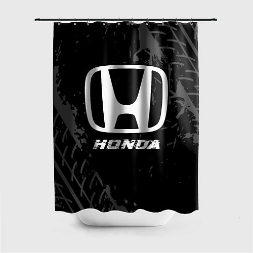 Шторка для ванной Honda speed на темном фоне со следами шин / 3D-принт – фото 1