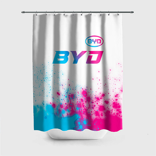 Шторка для ванной BYD neon gradient style: символ сверху / 3D-принт – фото 1