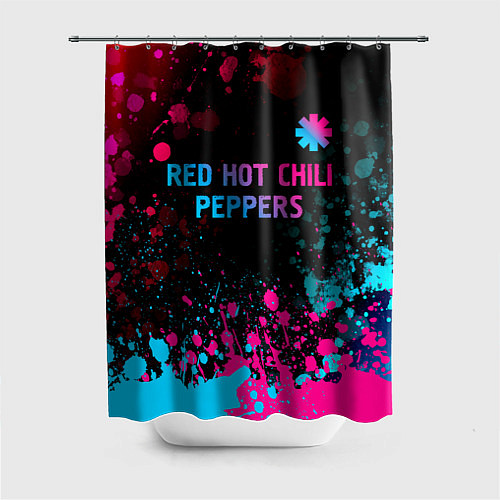 Шторка для ванной Red Hot Chili Peppers - neon gradient: символ свер / 3D-принт – фото 1