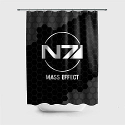 Шторка для душа Mass Effect glitch на темном фоне, цвет: 3D-принт