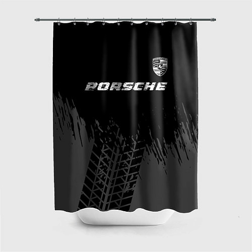 Шторка для ванной Porsche speed на темном фоне со следами шин: симво / 3D-принт – фото 1