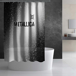 Шторка для душа Metallica glitch на светлом фоне: символ сверху, цвет: 3D-принт — фото 2