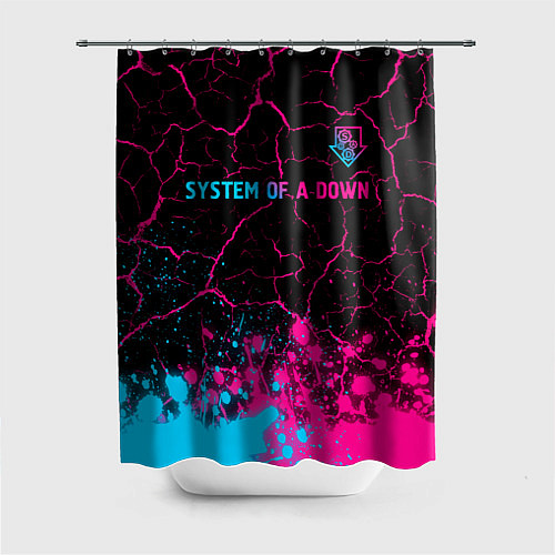 Шторка для ванной System of a Down - neon gradient: символ сверху / 3D-принт – фото 1