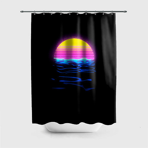Шторка для ванной Неоновый закат - гранж / 3D-принт – фото 1