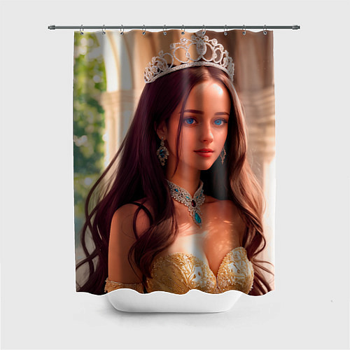 Шторка для ванной Девушка принцесса в алмазных украшениях / 3D-принт – фото 1