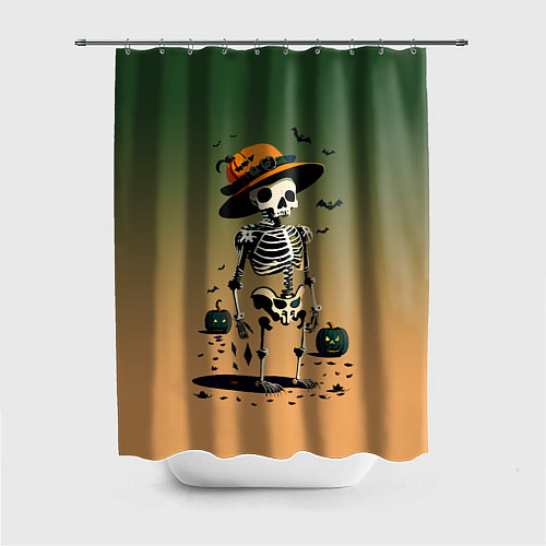 Шторка для ванной Funny skeleton - halloween - neural network / 3D-принт – фото 1