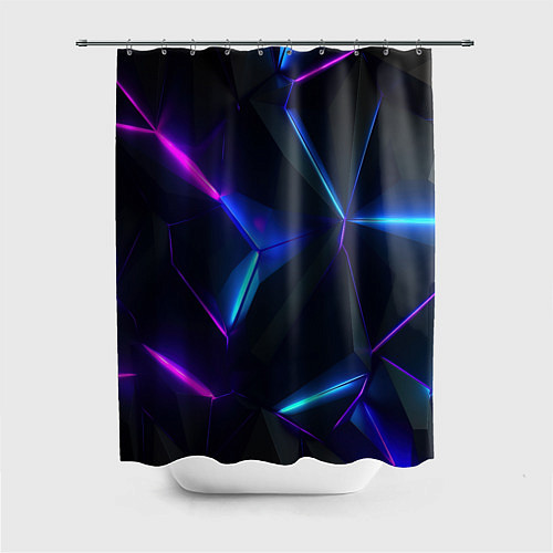 Шторка для ванной Синий и фиолетовый неон / 3D-принт – фото 1