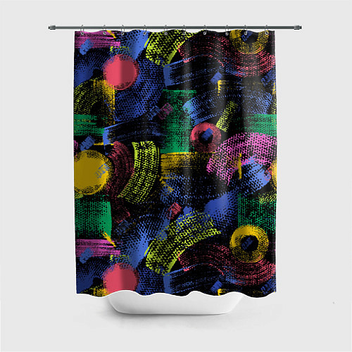 Шторка для ванной Яркие абстрактые формы с текстурой / 3D-принт – фото 1