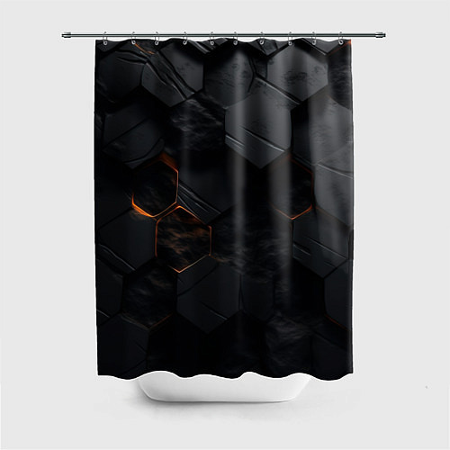 Шторка для ванной Черные неоноыве плиты / 3D-принт – фото 1